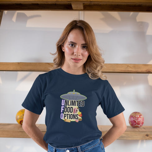 Unlimited Food Options T-Shirt – Funny UFO Foodie Graphic Tee